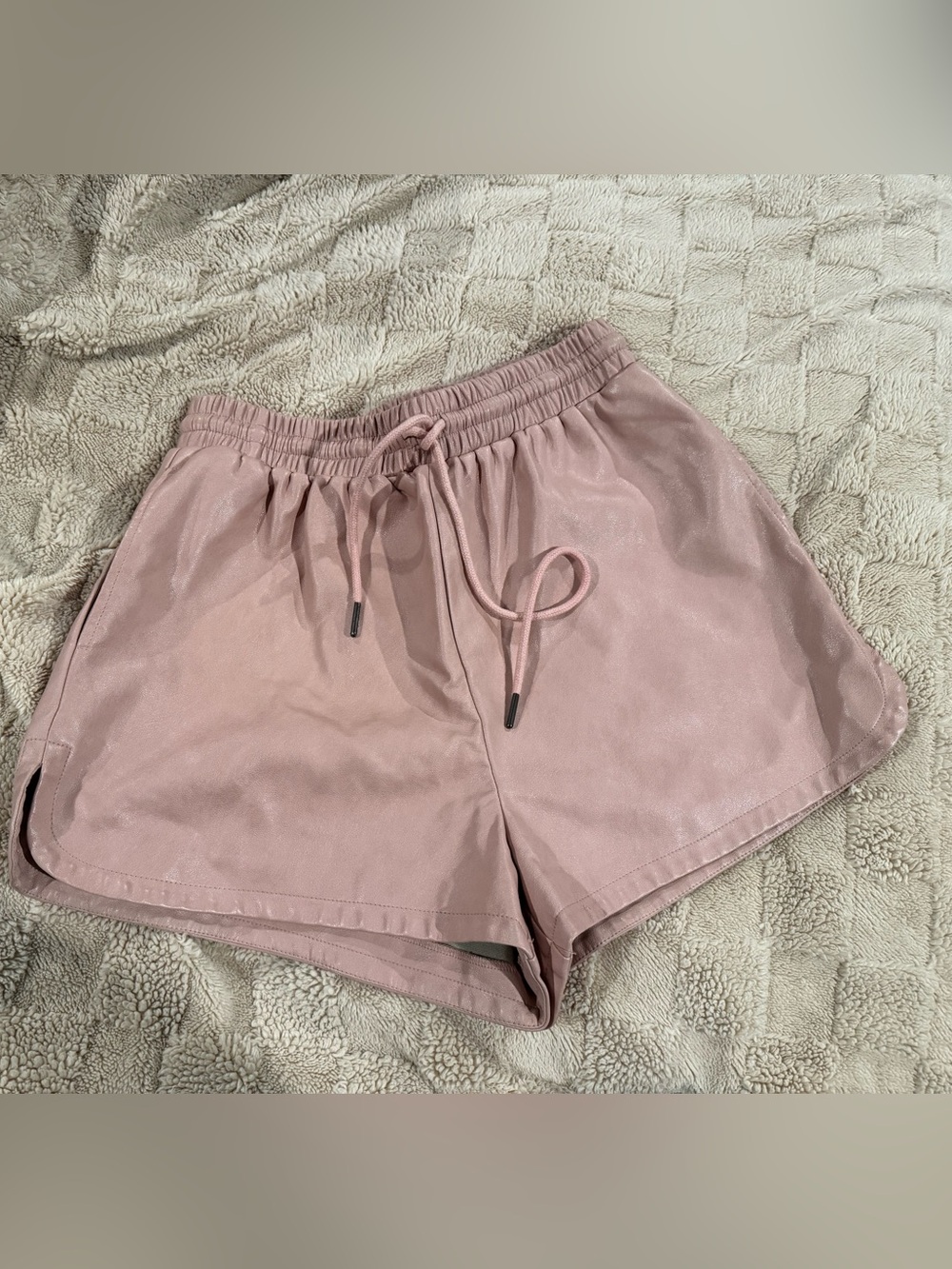 Le Lis Dusty Rose Faux Leather Drawstring Shorts